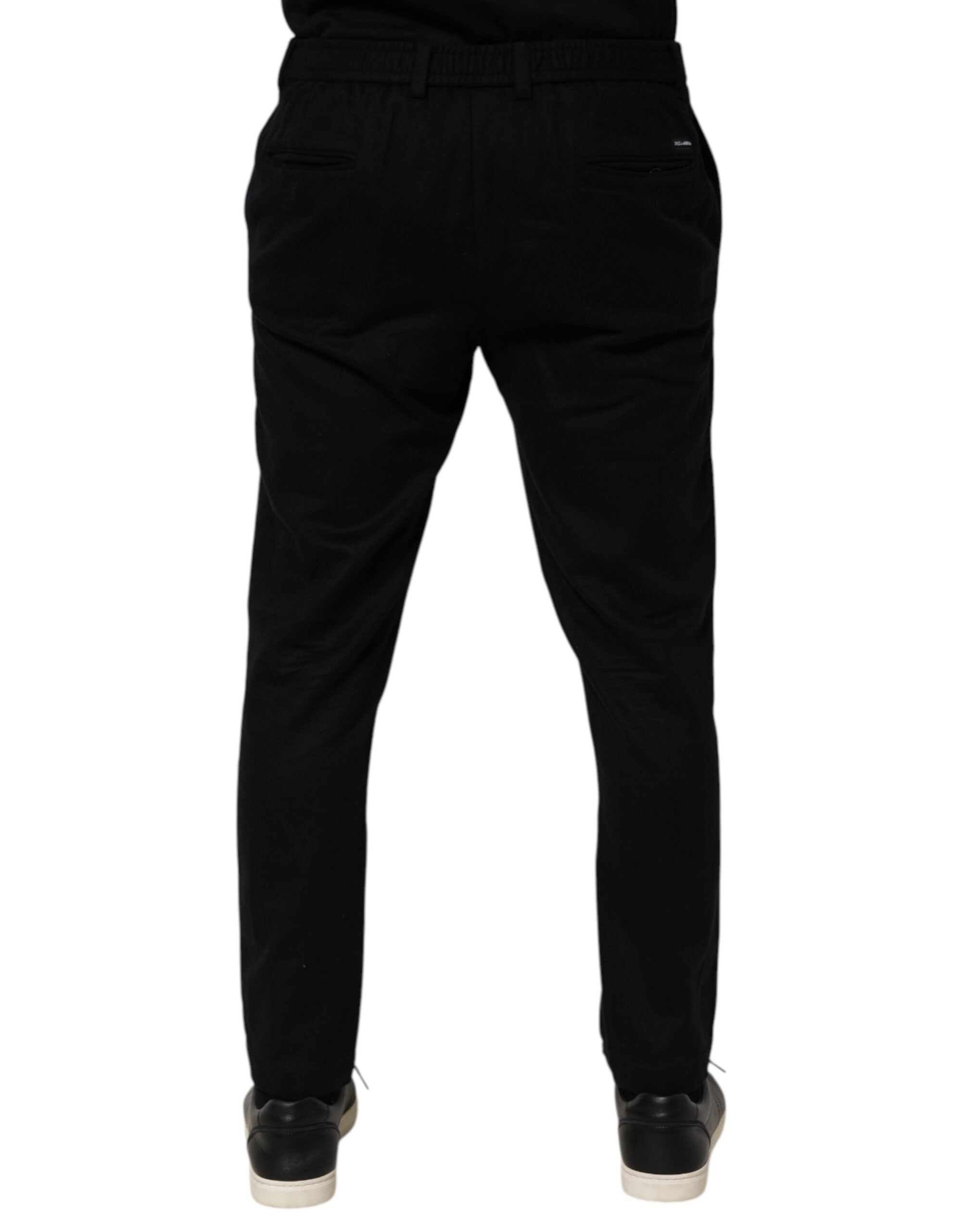 Pantalon formel en cachemire noir Dolce & Gabbana pour homme, pantalon élégant et confortable pour occasions spéciales.