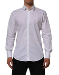 Chemise blanche en coton Dolce & Gabbana MARTINI pour homme, style formel avec col classique et manches longues.