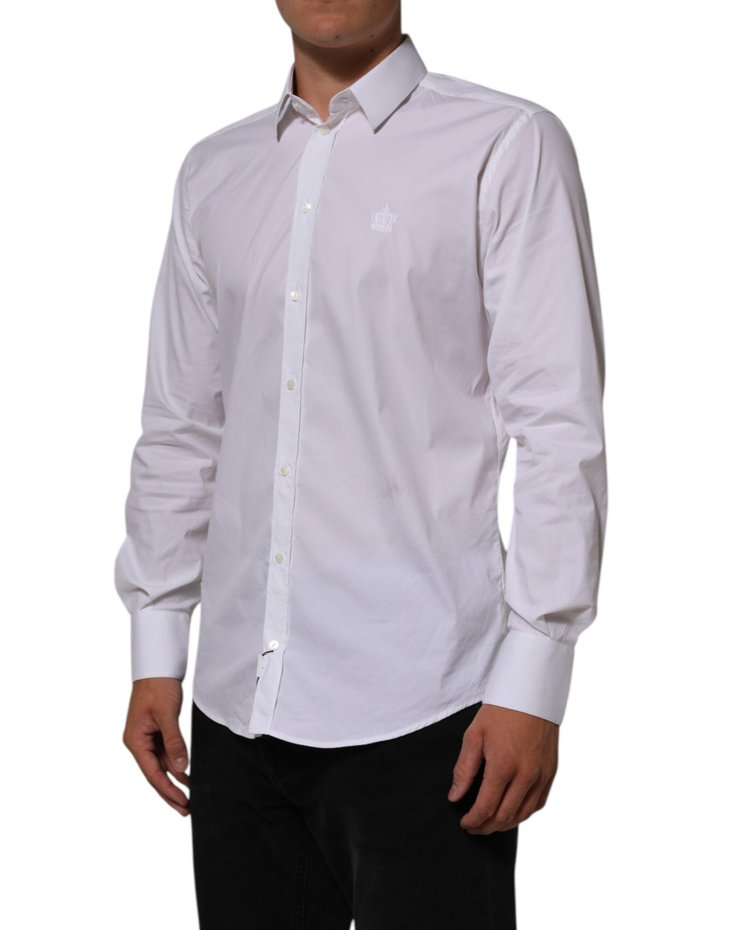 Chemise blanche en coton Dolce & Gabbana MARTINI pour homme, style formel avec col classique et boutons apparents.