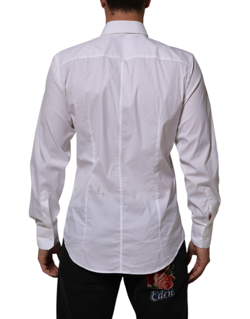 Chemise blanche en coton pour homme Dolce & Gabbana MARTINI, style formel avec col classique et manches longues.