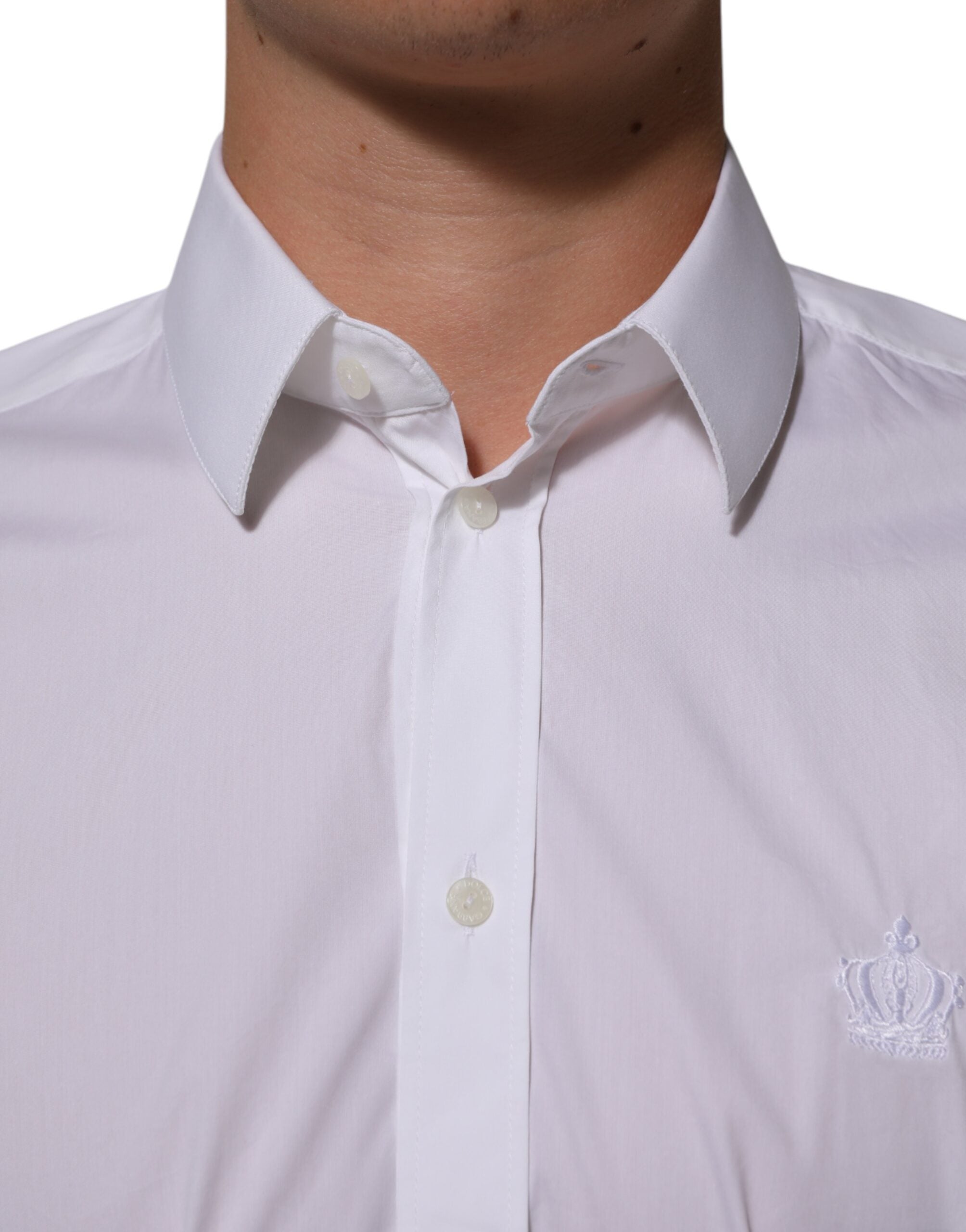 Chemise blanche en coton Dolce & Gabbana MARTINI pour homme, vêtement formel élégant et sophistiqué.