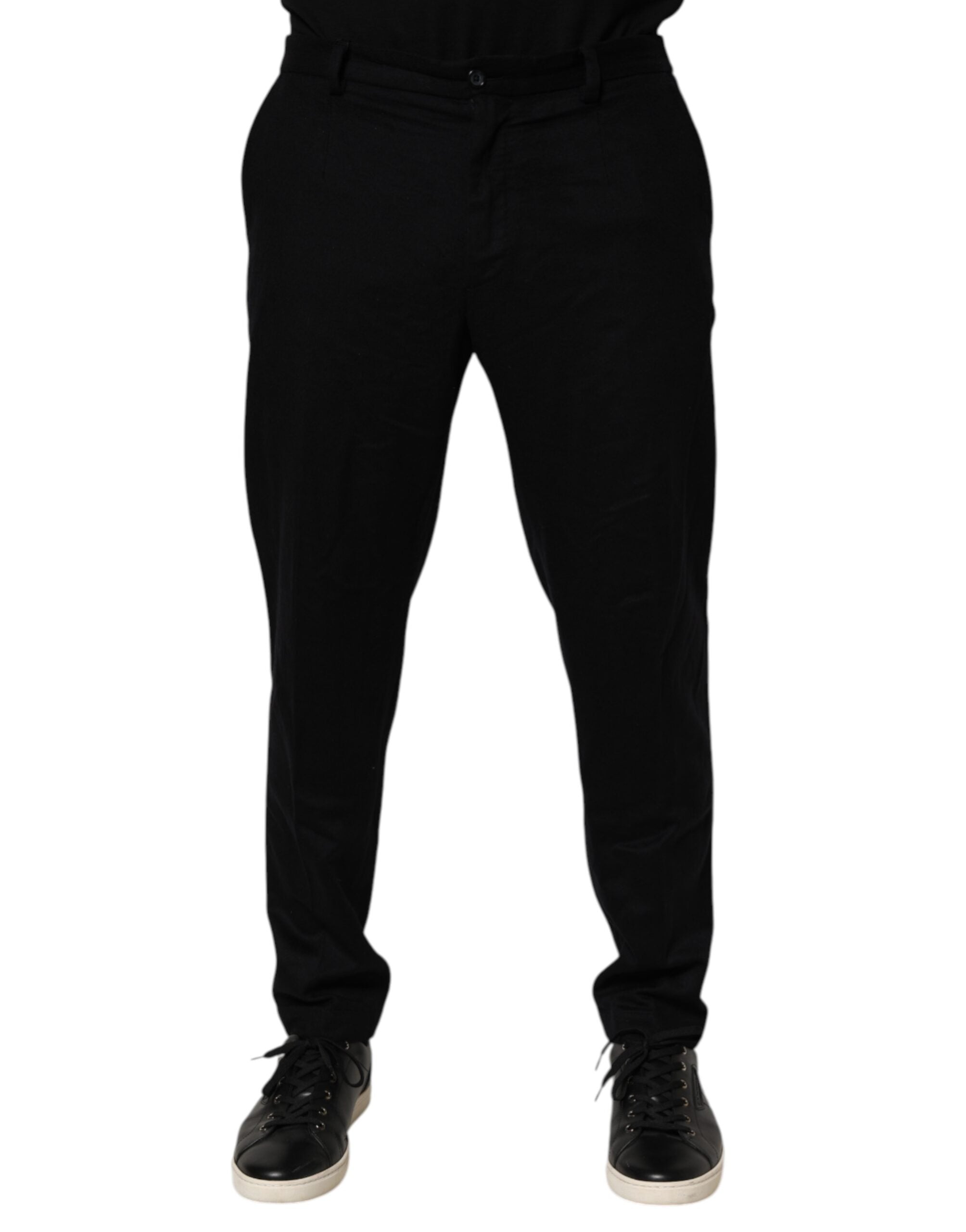 Pantalon formel noir en cachemire Dolce & Gabbana, pantalon élégant avec coupe sophistiquée, adapté pour occasions habillées.