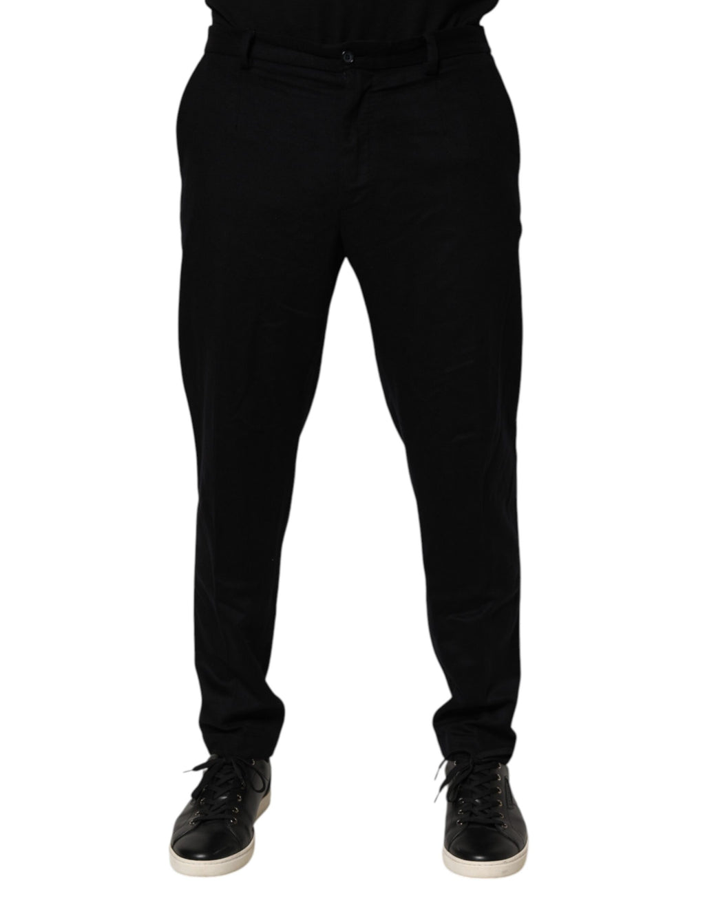 Pantalon de costume noir en cachemire Dolce & Gabbana, pantalon formel élégant, tissu doux et raffiné, coupe classique.