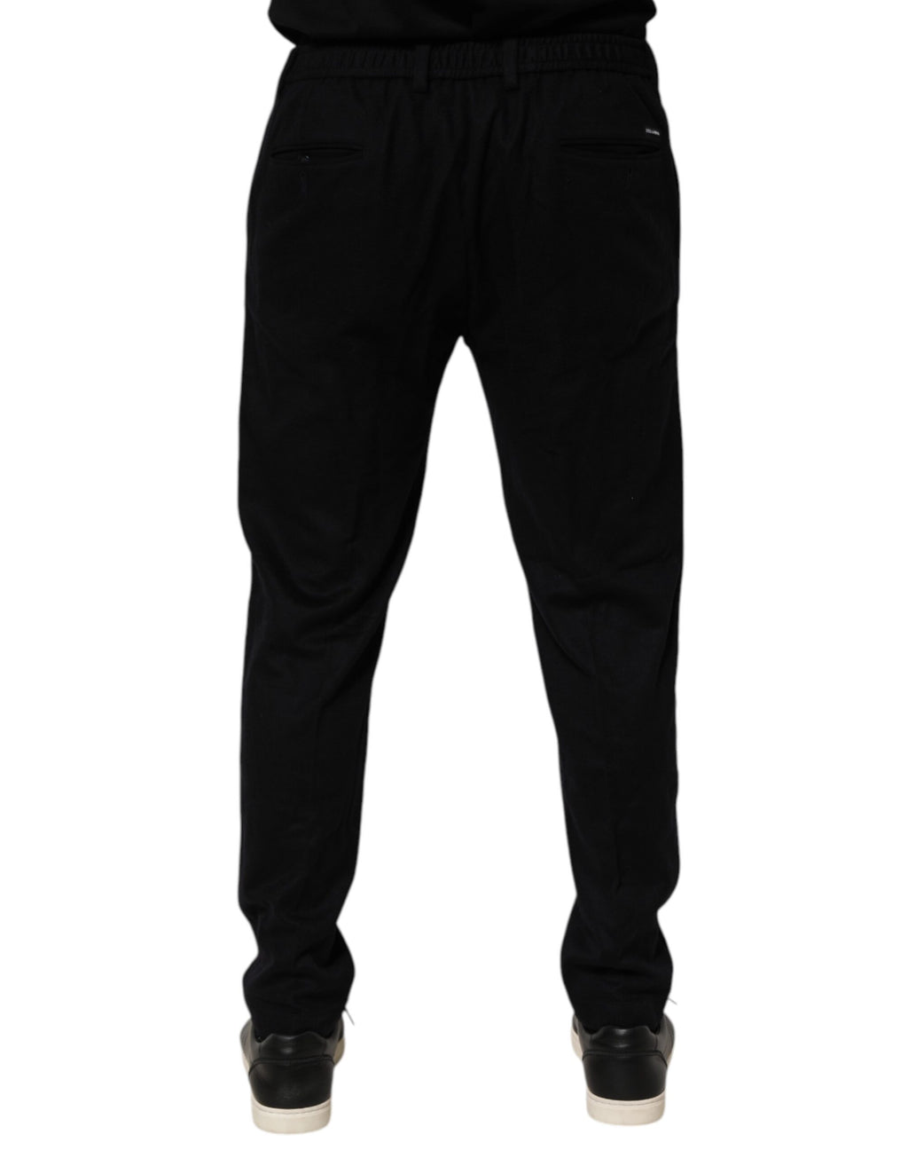 Pantalon formel noir en cachemire Dolce & Gabbana, pantalon élégant pour occasions habillées, vue de face.