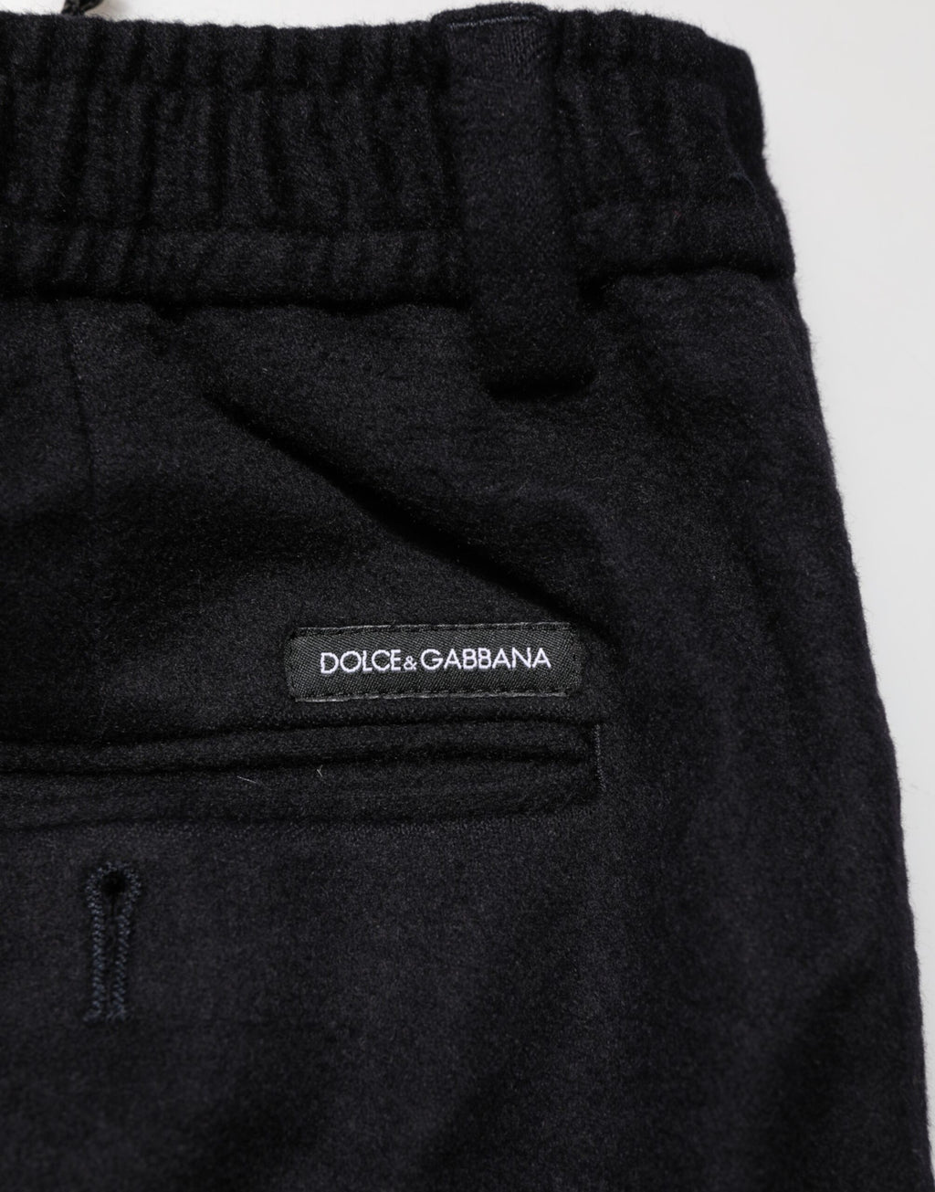 Pantalon de costume noir en cachemire Dolce & Gabbana, pantalon formel élégant pour femmes ou hommes.