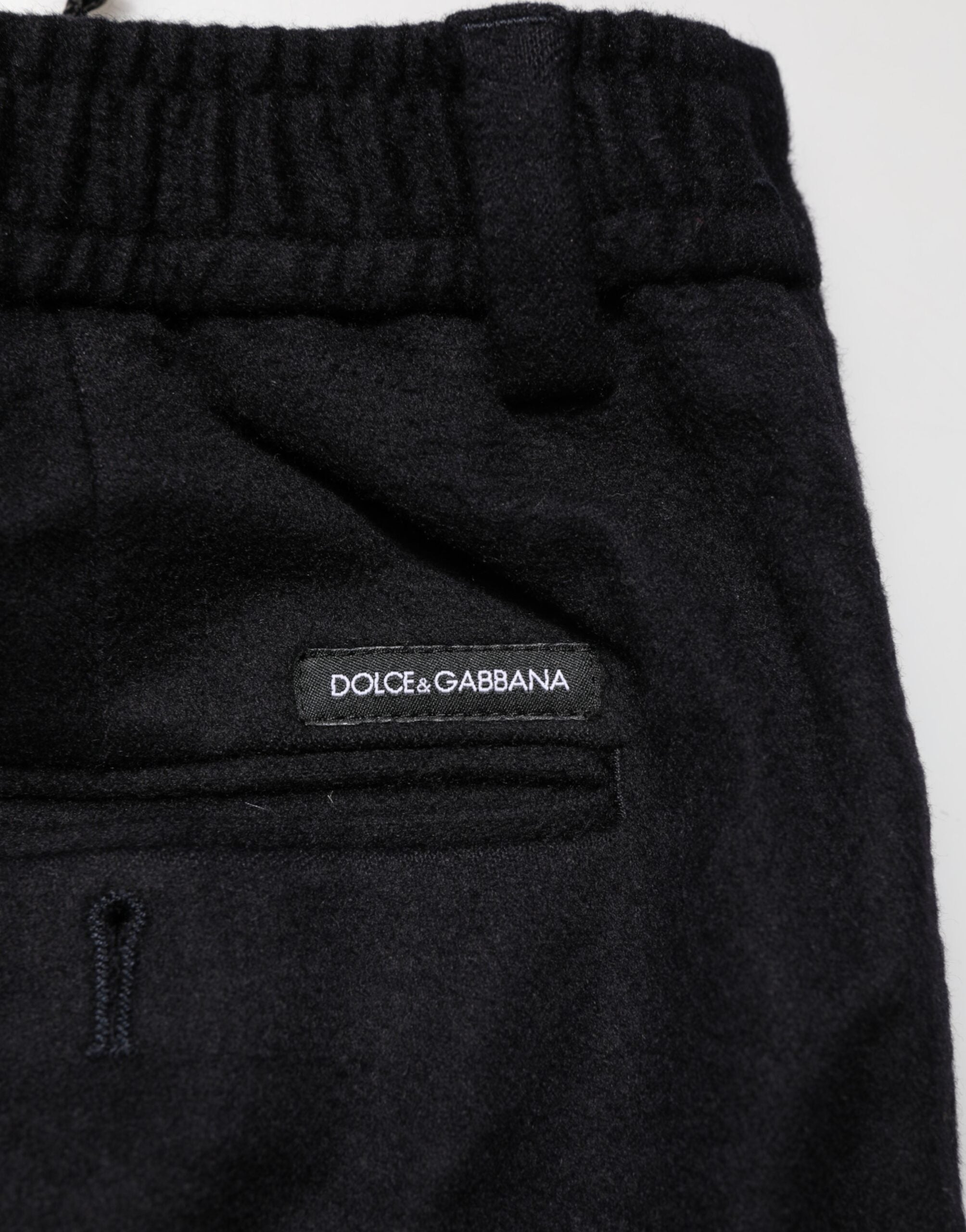 Pantalon de costume noir en cachemire Dolce & Gabbana, pantalon formel élégant pour femmes ou hommes.
