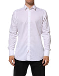 Chemise blanche en coton Dolce & Gabbana MARTINI pour homme, costume formel élégant avec col classique et boutons apparents.