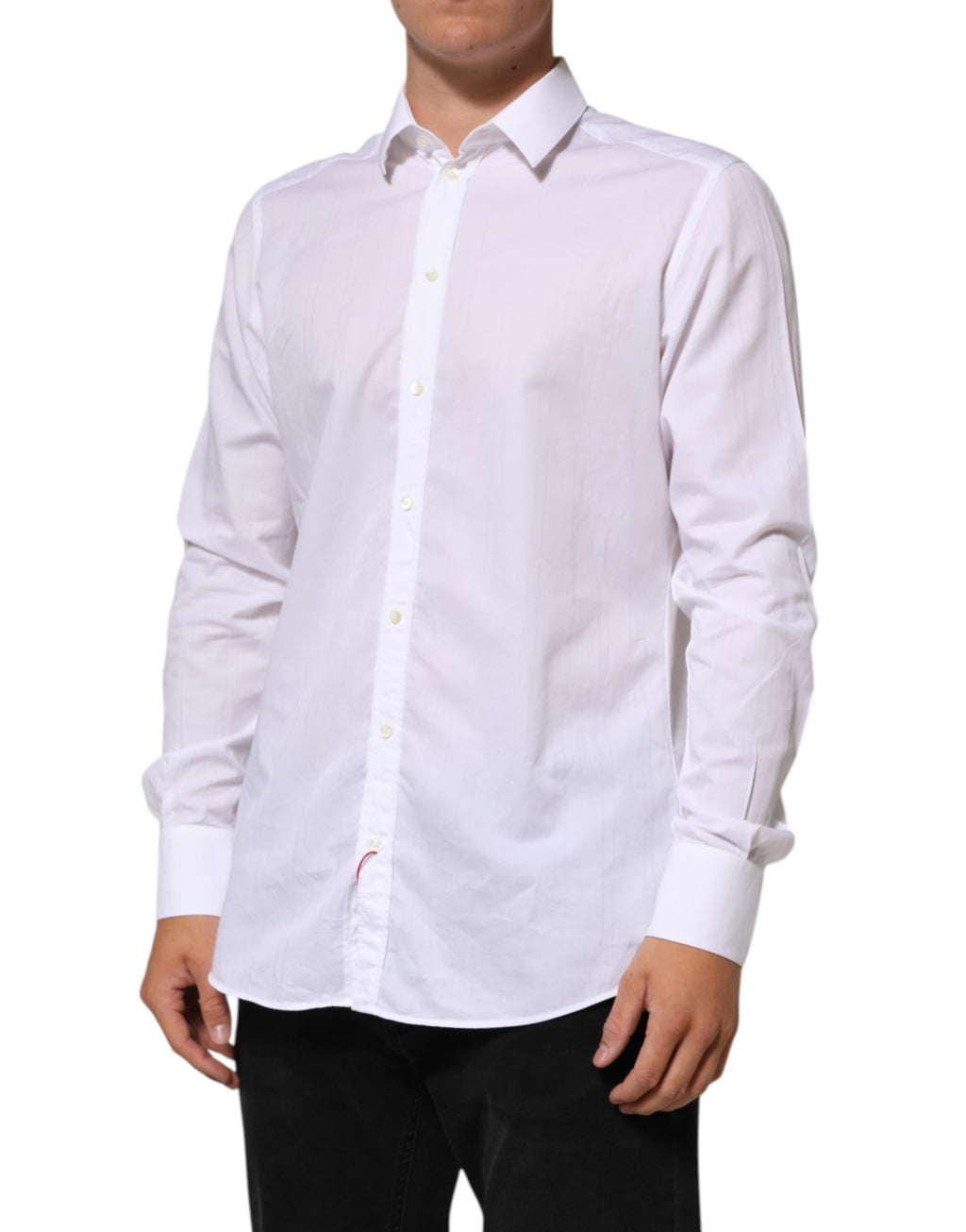 Chemise formelle blanche en coton Dolce & Gabbana MARTINI pour homme, vue de face avec col et boutons visibles