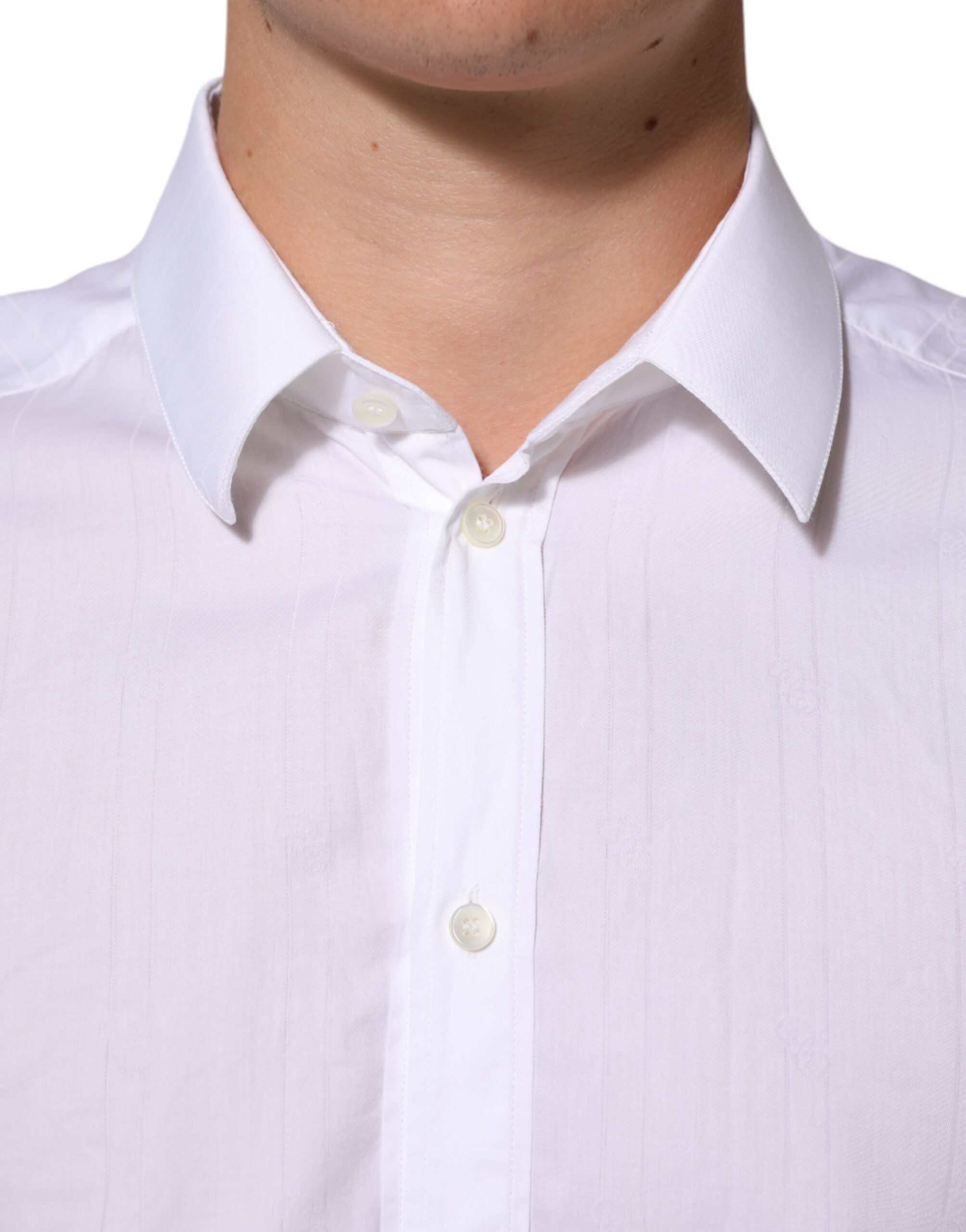 Chemise blanche en coton Dolce & Gabbana MARTINI pour homme, costume formel élégante avec col classique.