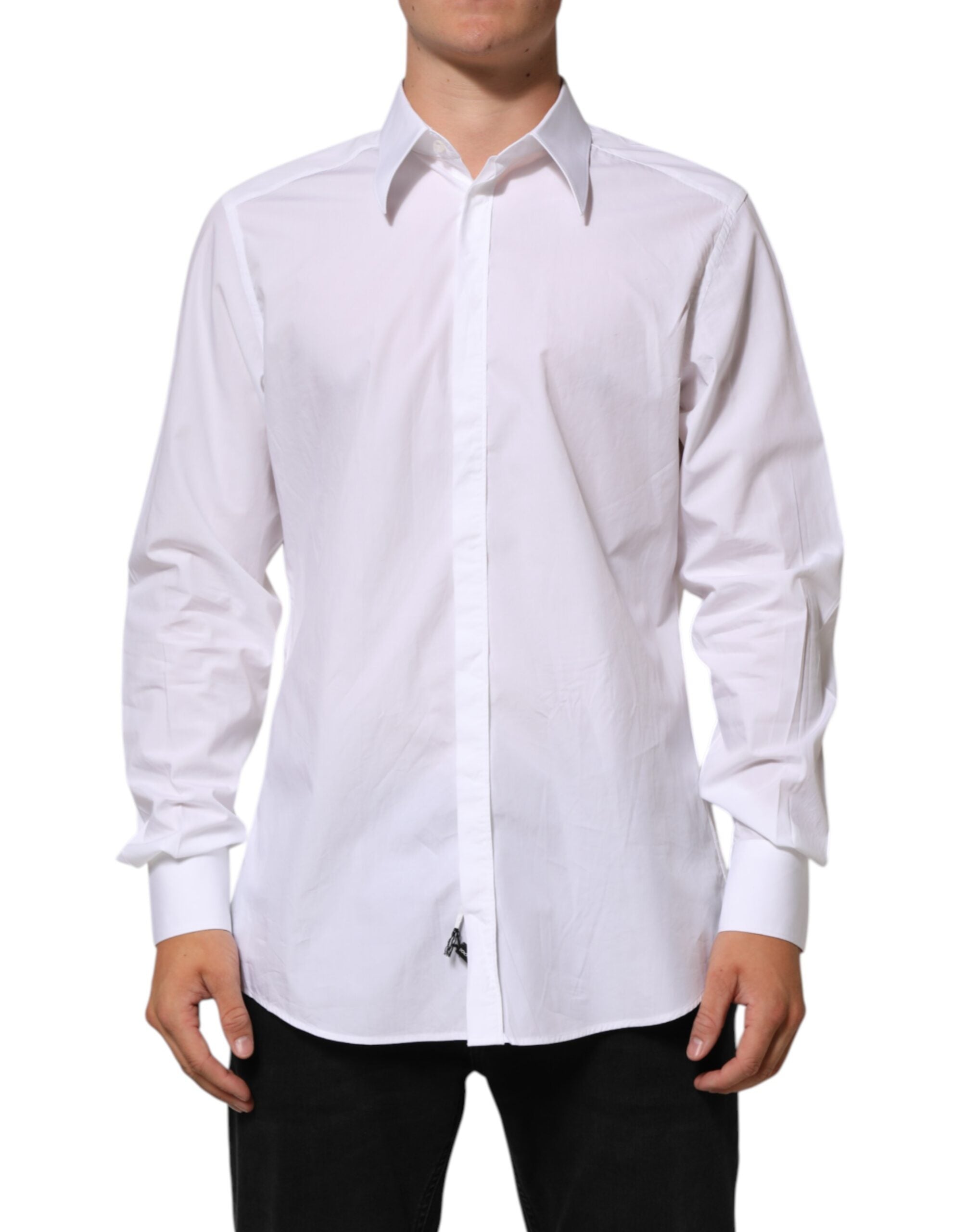 Chemise blanche en coton Dolce & Gabbana Martini pour homme, tenue formelle élégante et classique.