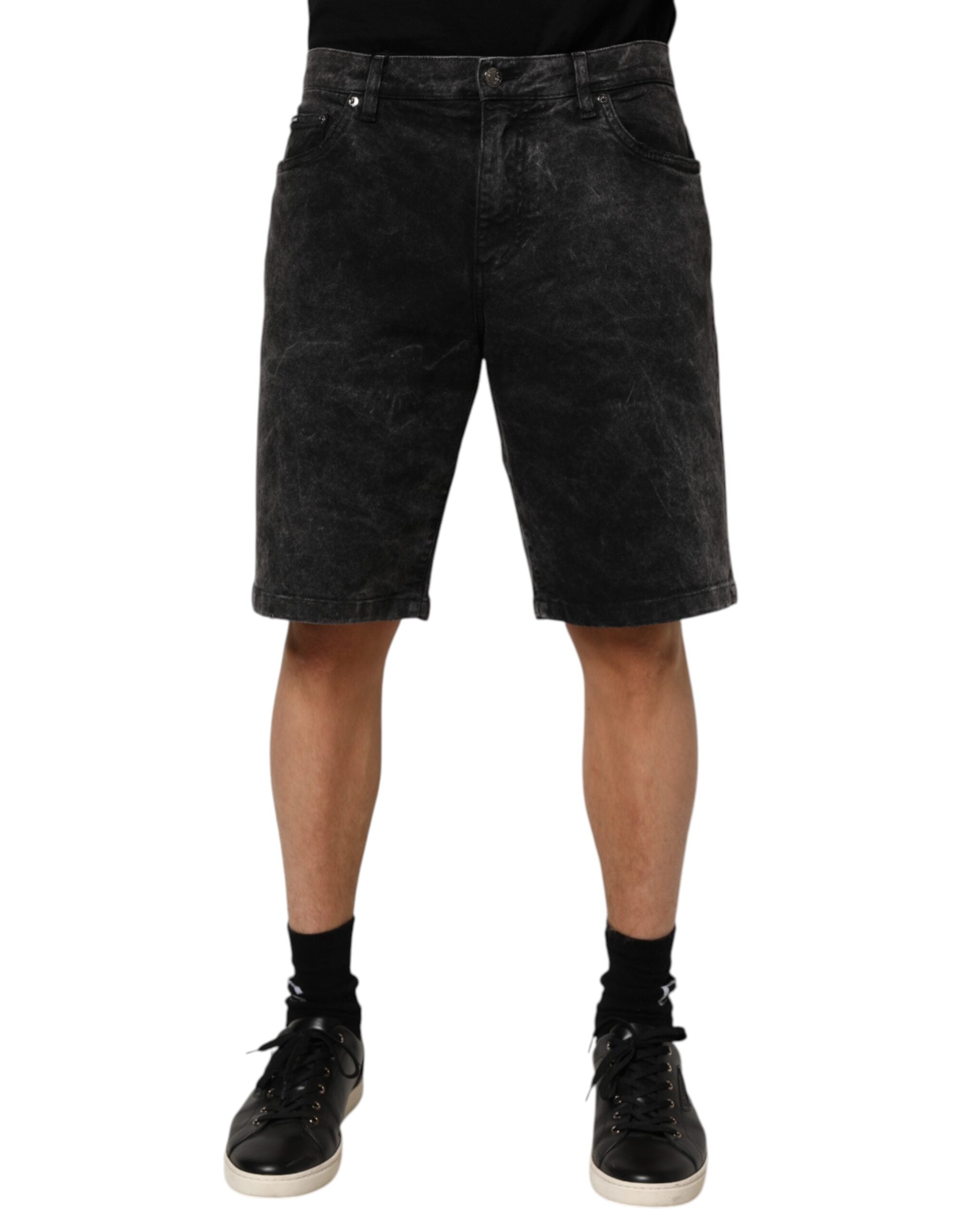 Shorts bermuda en denim noir pour homme de marque Dolce & Gabbana, taille mi-haute, en coton durable.