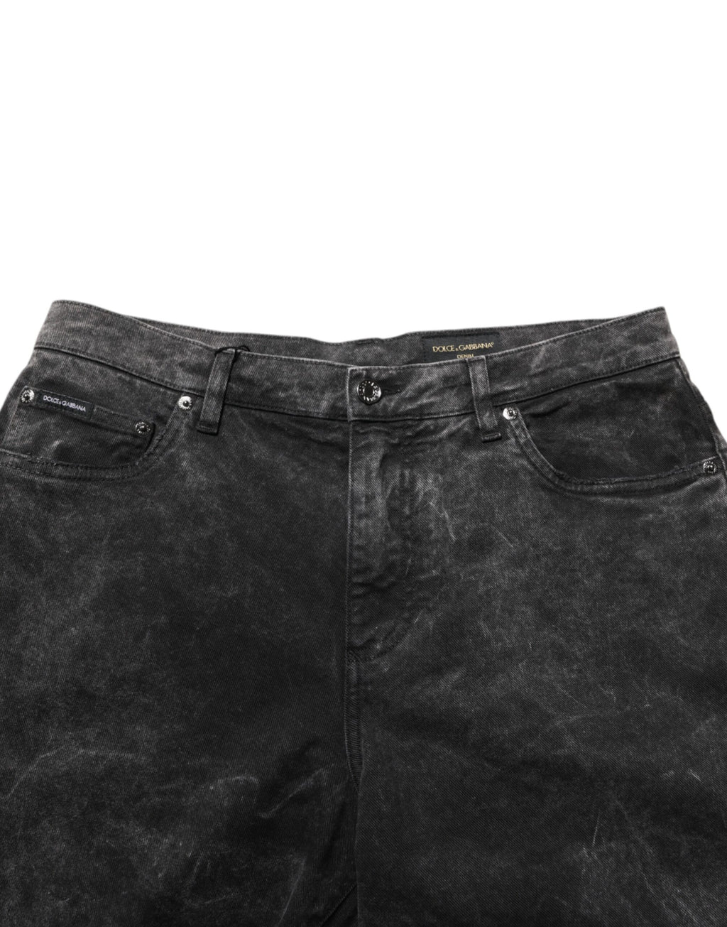 Shorts bermuda en coton noir Dolce & Gabbana pour homme, taille mi-hauteur, denim, style décontracté.