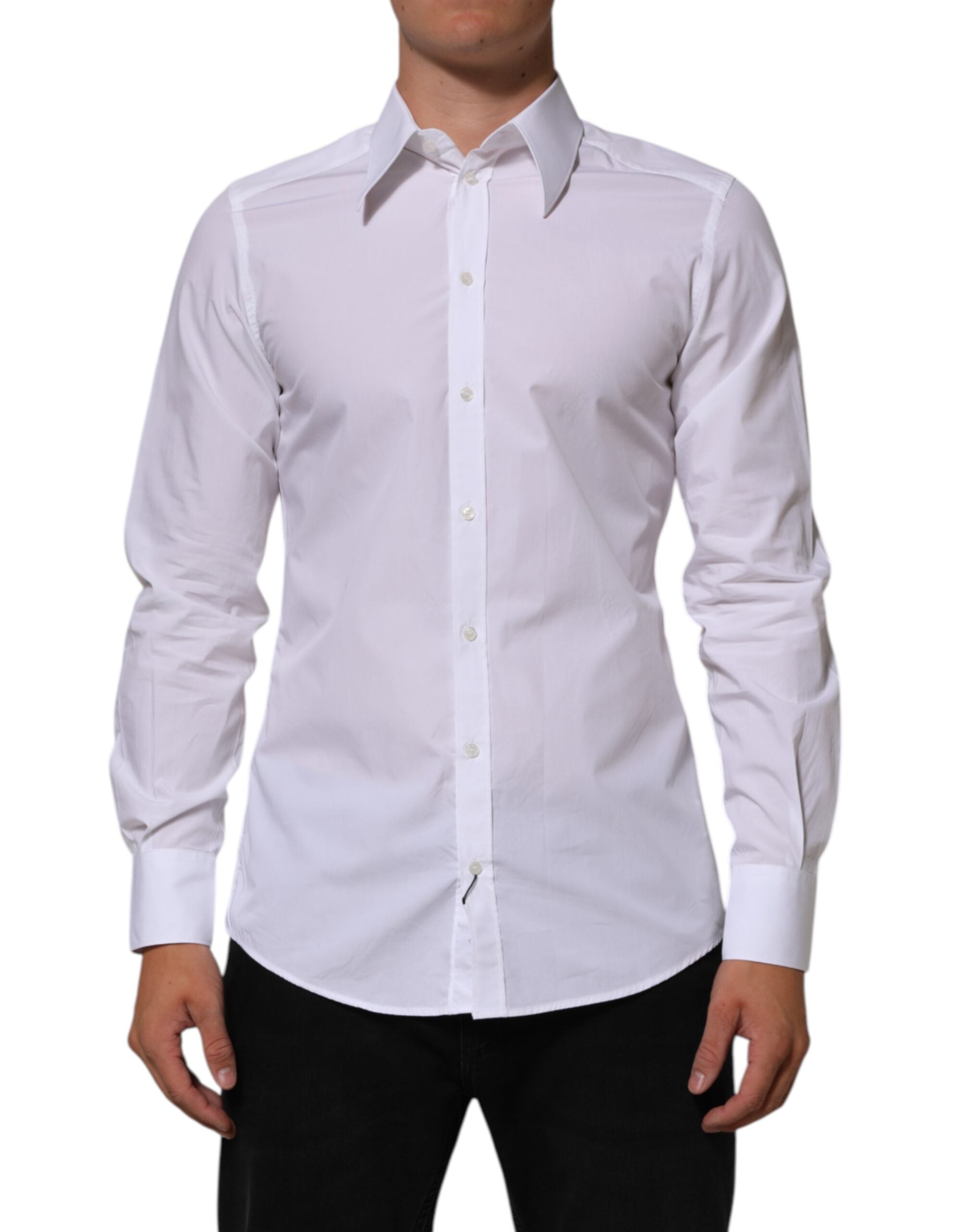 Chemise homme blanche en coton Dolce & Gabbana MARTINI, chemise de costume élégante et raffinée pour homme.