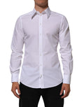 Chemise blanche en coton Dolce & Gabbana MARTINI pour homme, vêtement formel avec col classique et manches longues.