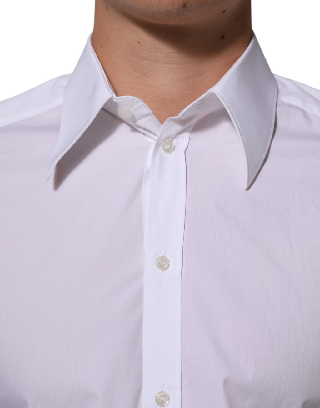 Chemise homme blanche en coton Dolce & Gabbana MARTINI, vêtement formel élégant avec col classique et boutons apparents.