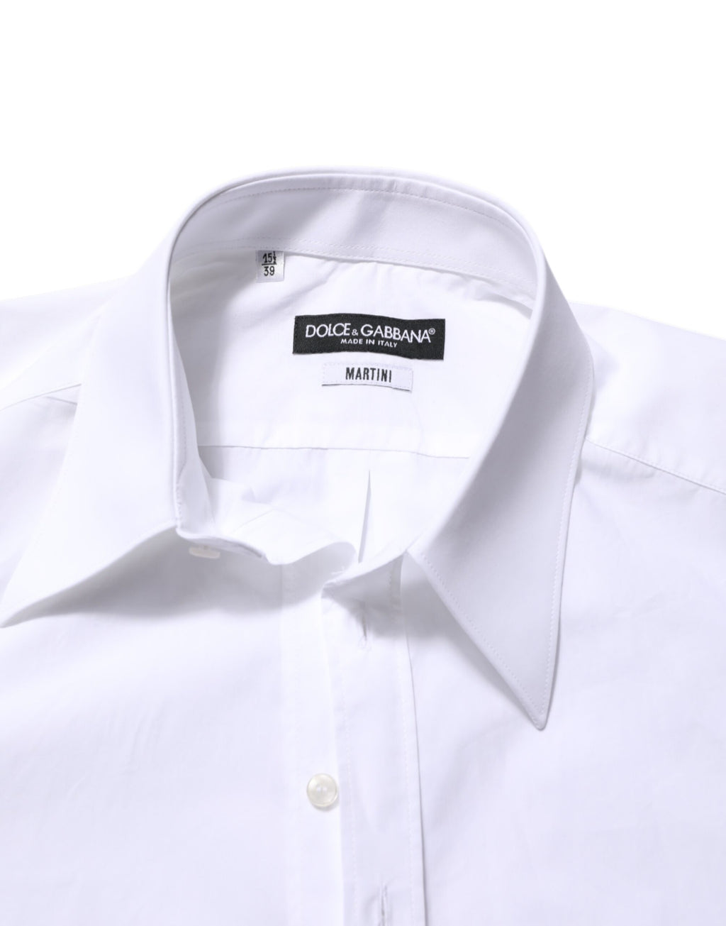 Chemise formelle blanche en coton Dolce & Gabbana Martini pour homme, élégante et sophistiquée, vue de face.
