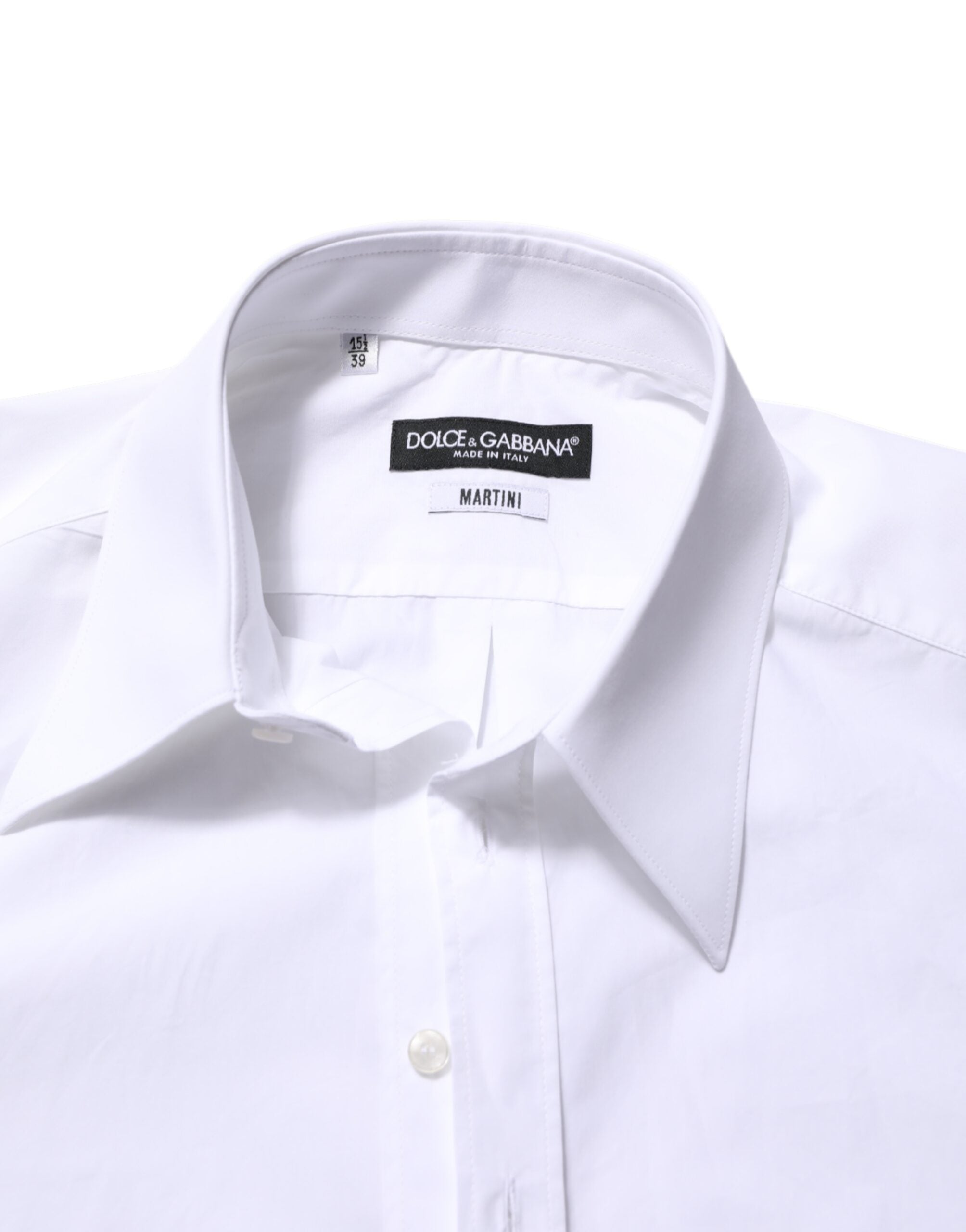Chemise formelle blanche en coton Dolce & Gabbana Martini pour homme, élégante et sophistiquée, vue de face.