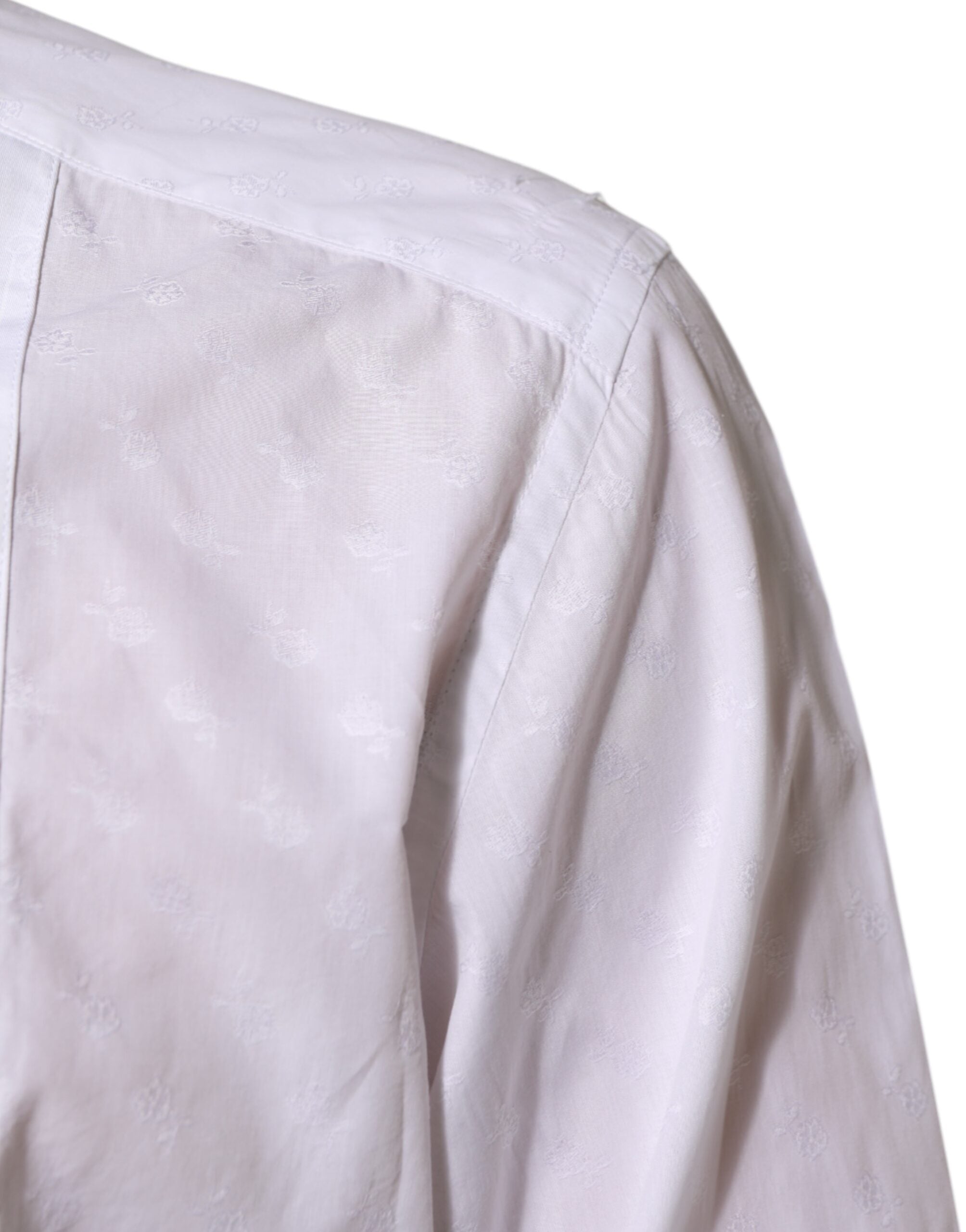 Chemise formelle blanche en coton Dolce & Gabbana Martini Bib, élégante et sophistiquée, avec col classique et détails soignés.