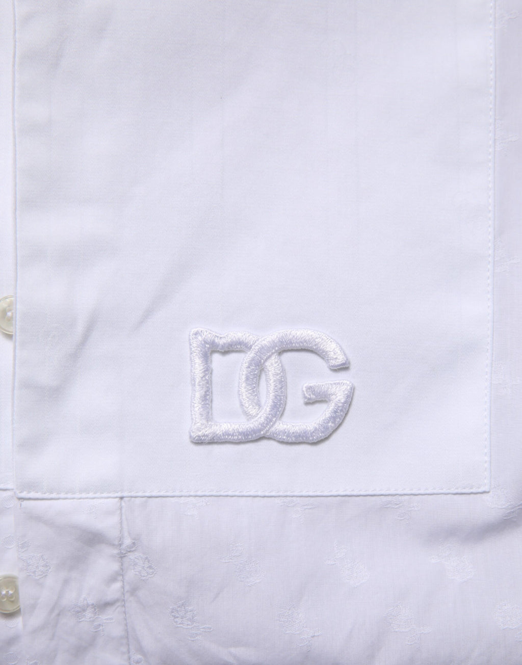 Chemise formelle blanche en coton Dolce & Gabbana Martini Bib, vue de face avec col et boutons visibles.