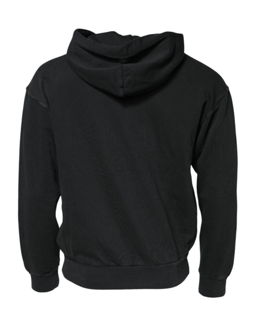 Sweat à capuche Dolce & Gabbana noir avec logo en gros plan, fermeture éclair complète, style décontracté et élégant.