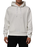 Sweat-shirt à capuche blanc Dolce & Gabbana avec logo, pour hommes, en coton, style décontracté et moderne.