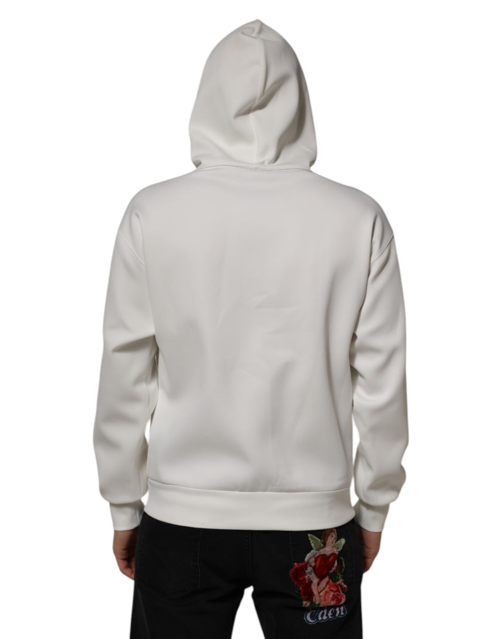 Sweat à capuche blanc pour homme Dolce & Gabbana avec logo, pull-over décontracté et confortable, en coton.