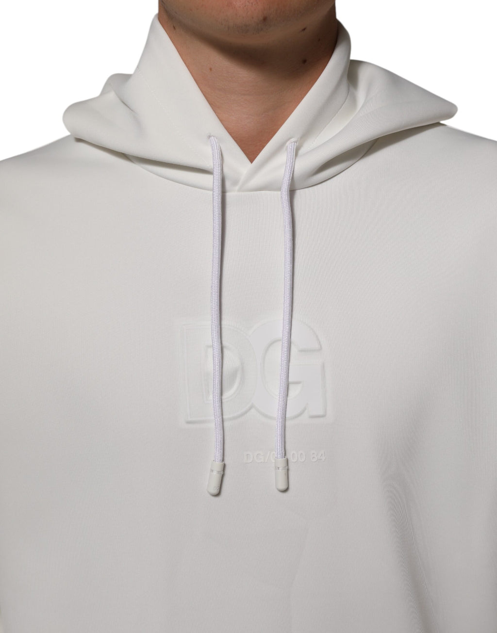 Sweat à capuche blanc pour homme Dolce & Gabbana avec logo, en coton, style décontracté et moderne.