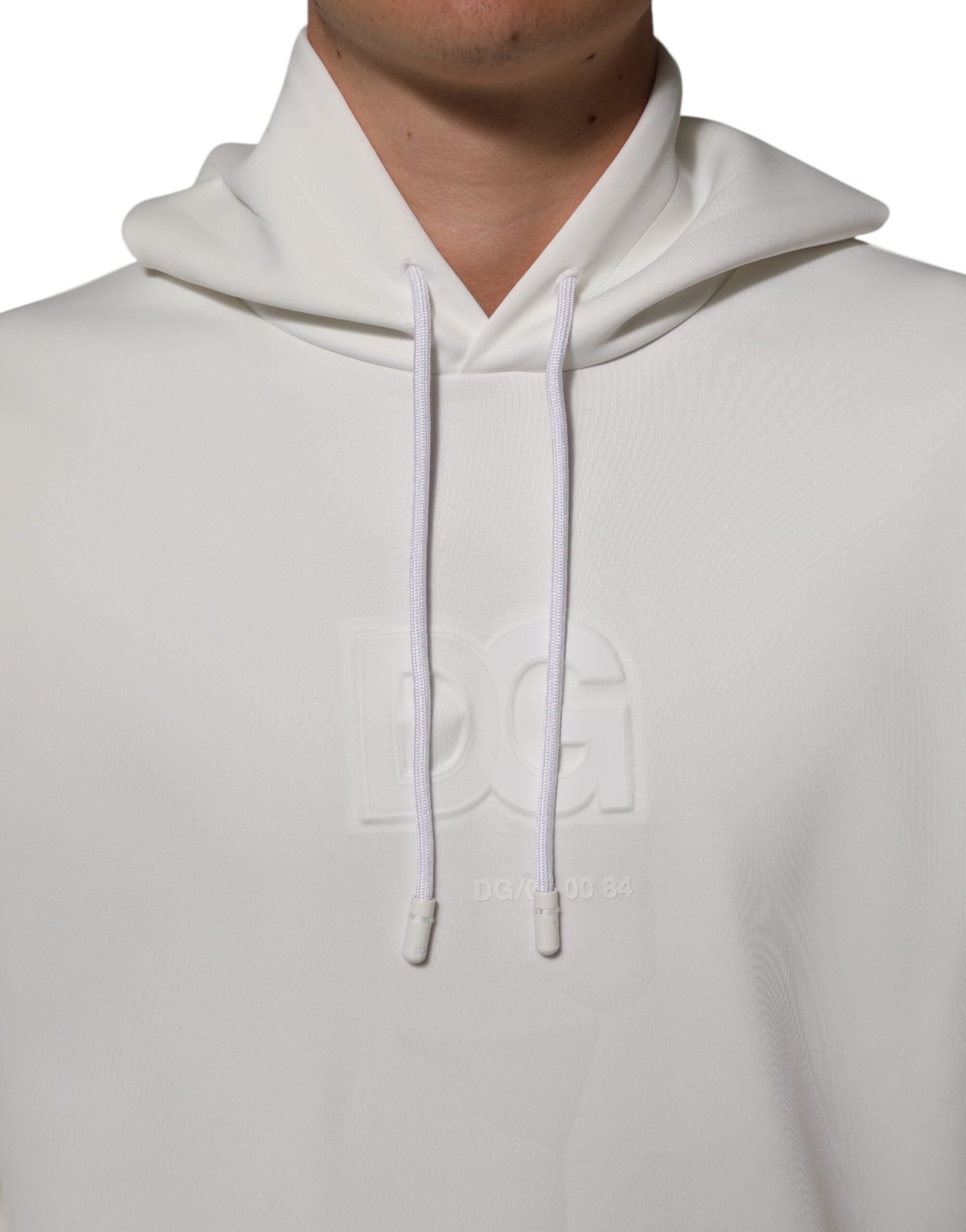 Sweat à capuche blanc pour homme Dolce & Gabbana avec logo, en coton, style décontracté et moderne.
