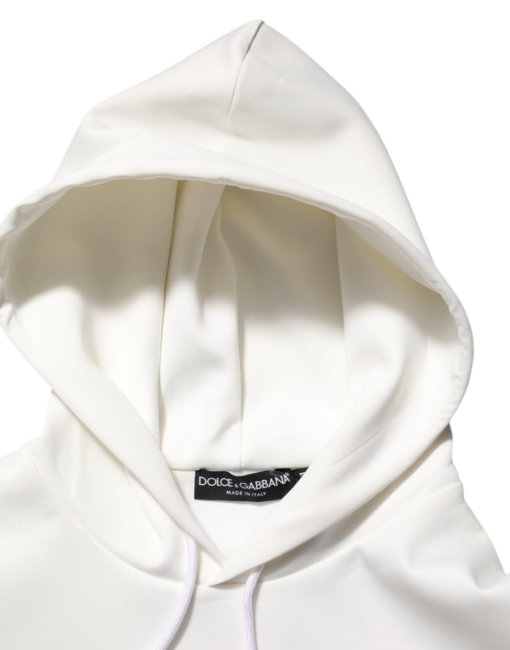 Sweat à capuche pour homme Dolce & Gabbana blanc avec logo, pull en coton décontracté et élégant.