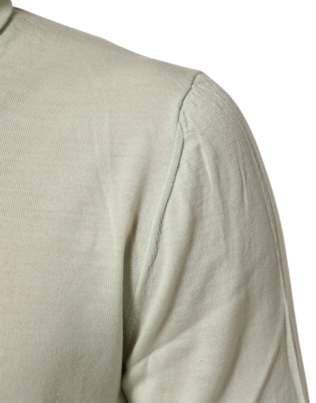 Pull Dolce & Gabbana Light Green avec logo, col roulé, pull-over en maille pour femme, visible en gros plan.