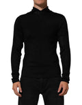 Pull Dolce & Gabbana en viscose noir à col roulé, pull-over élégant pour homme ou femme visible sur l'image.