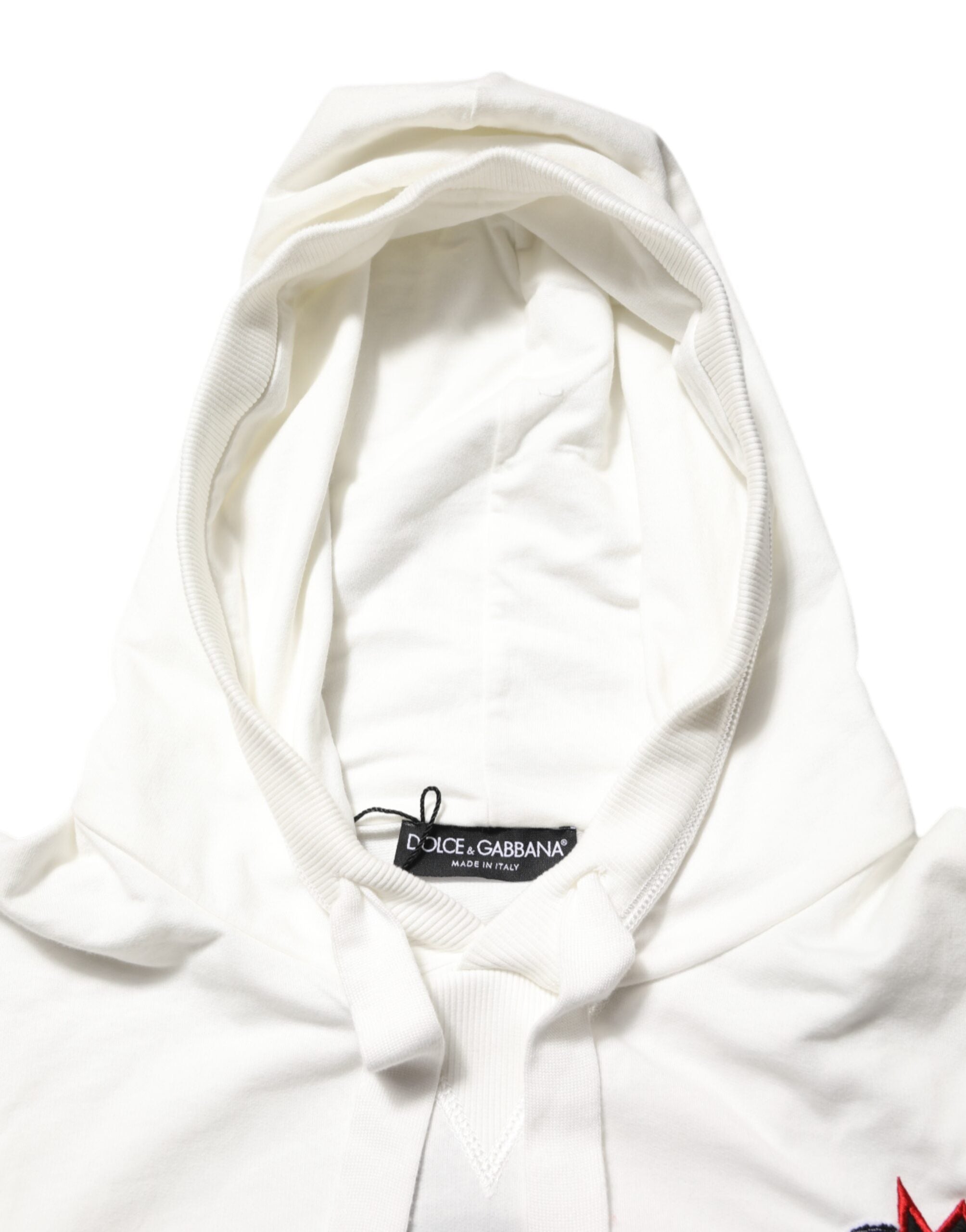 Sweat à capuche en coton blanc Dolce & Gabbana avec motif panda imprimé, style décontracté et confortable pour homme.