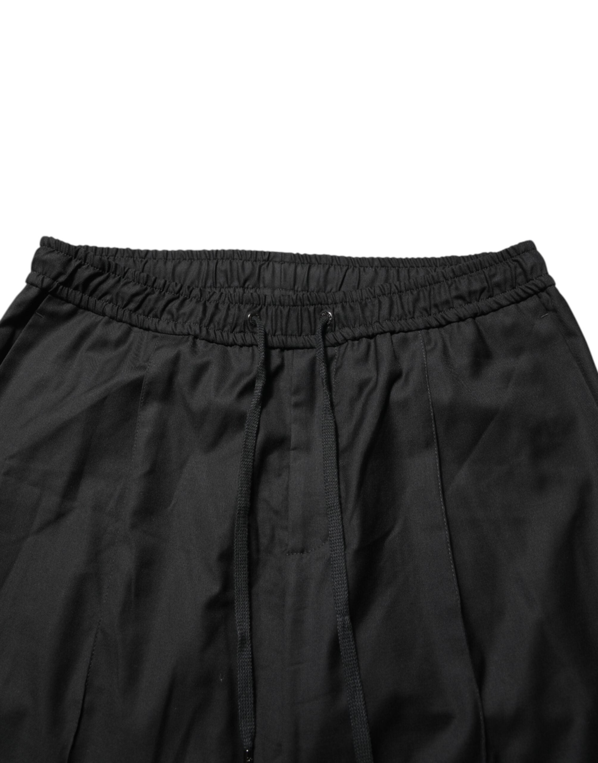 Pantalons de jogging pour homme Dolce & Gabbana noir à cordon de serrage, décontractés et confortables.