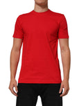 T-shirt en coton rouge Dolce & Gabbana Goodluck 2023 à col rond, motif de chance, vue de face.