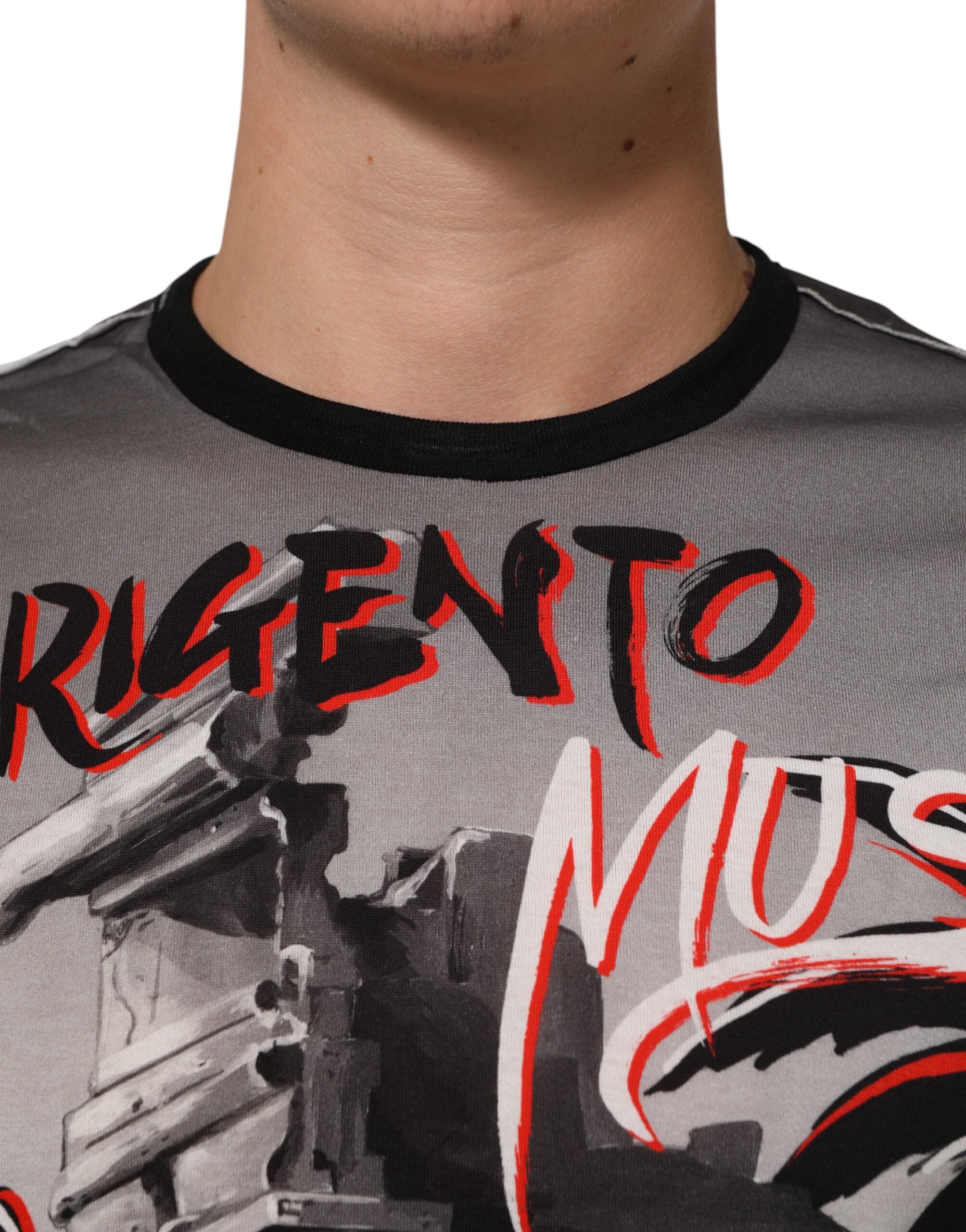 T-shirt Dolce & Gabbana Agrigento Dance Jazz avec imprimé multicolore de musique, style décontracté et graphique.