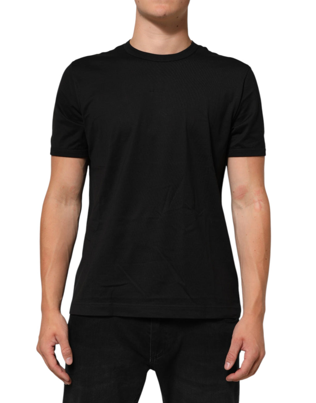 T-shirt en coton noir Dolce & Gabbana Goodluck 2021 avec col rond, visible sur l'image.