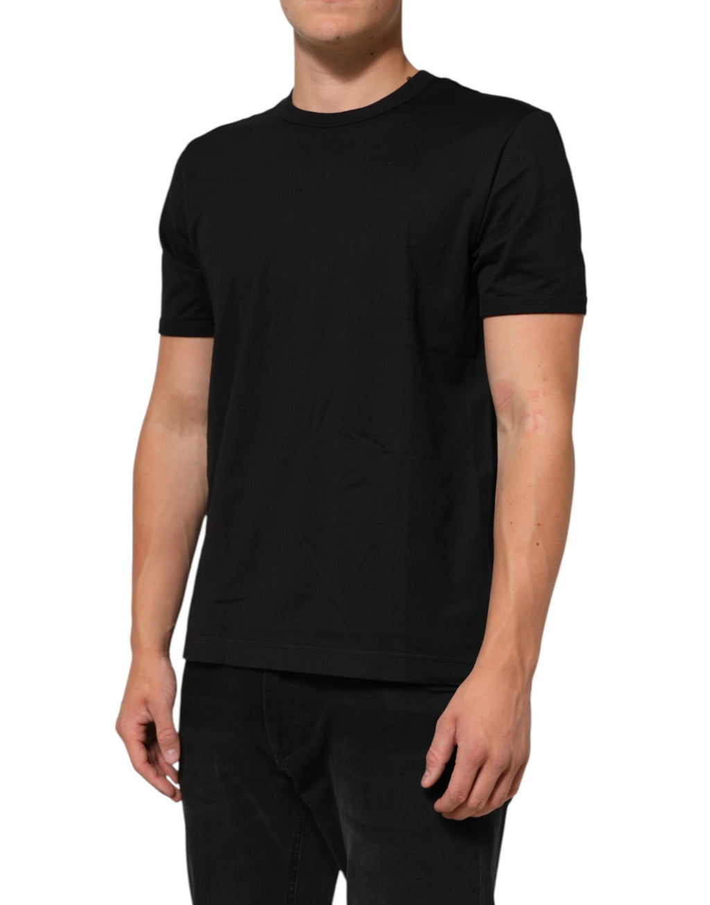 T-shirt en coton noir Dolce & Gabbana Goodluck 2021 à col rond, détails de conception visible sur l'image.