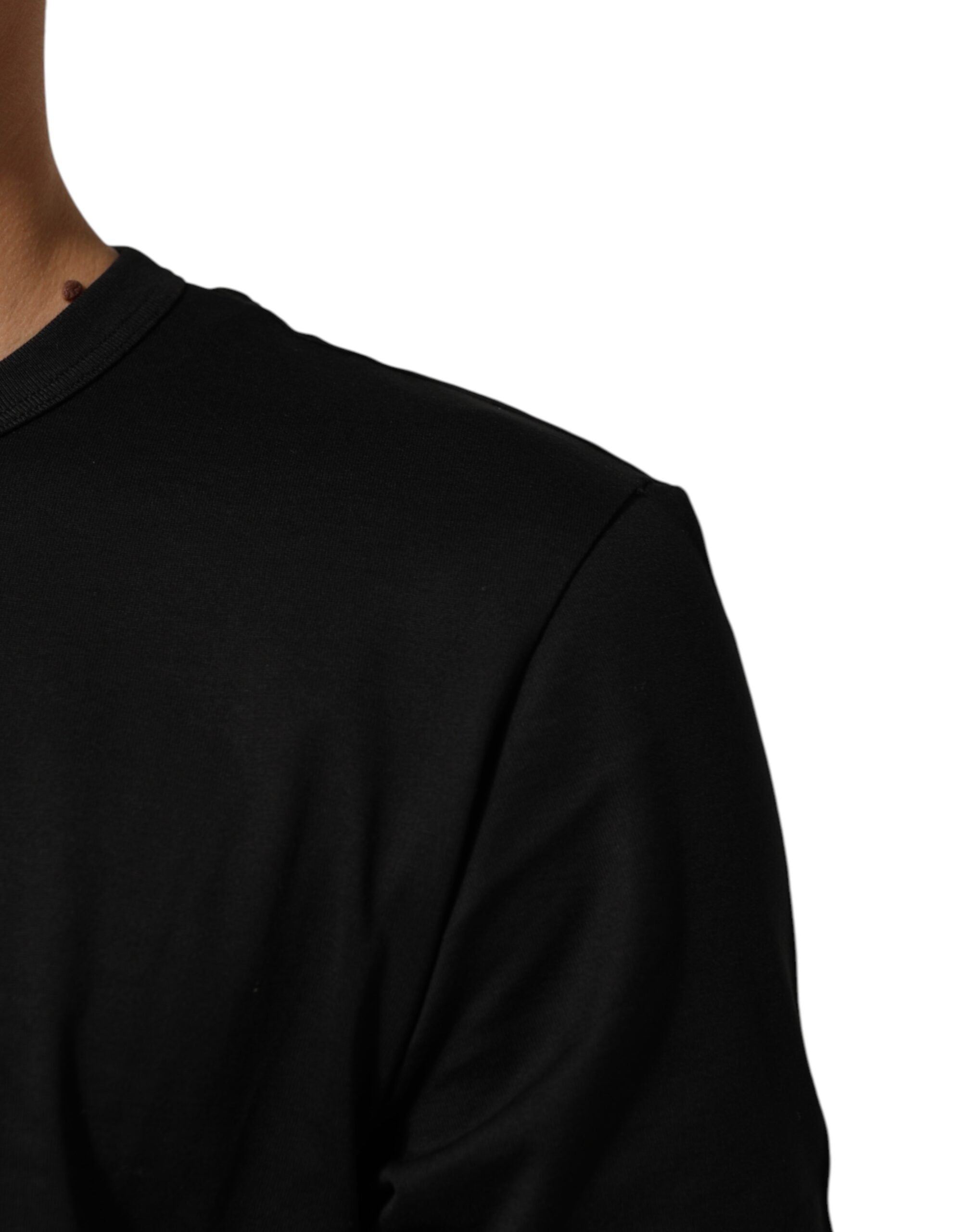 T-shirt en coton noir Dolce & Gabbana Goodluck 2021 à col rond, avec design distinctif visible sur l'image.