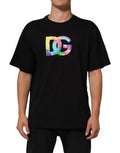 T-shirt homme noir Dolce & Gabbana en coton avec logo imprimé, col rond et coupe classique.