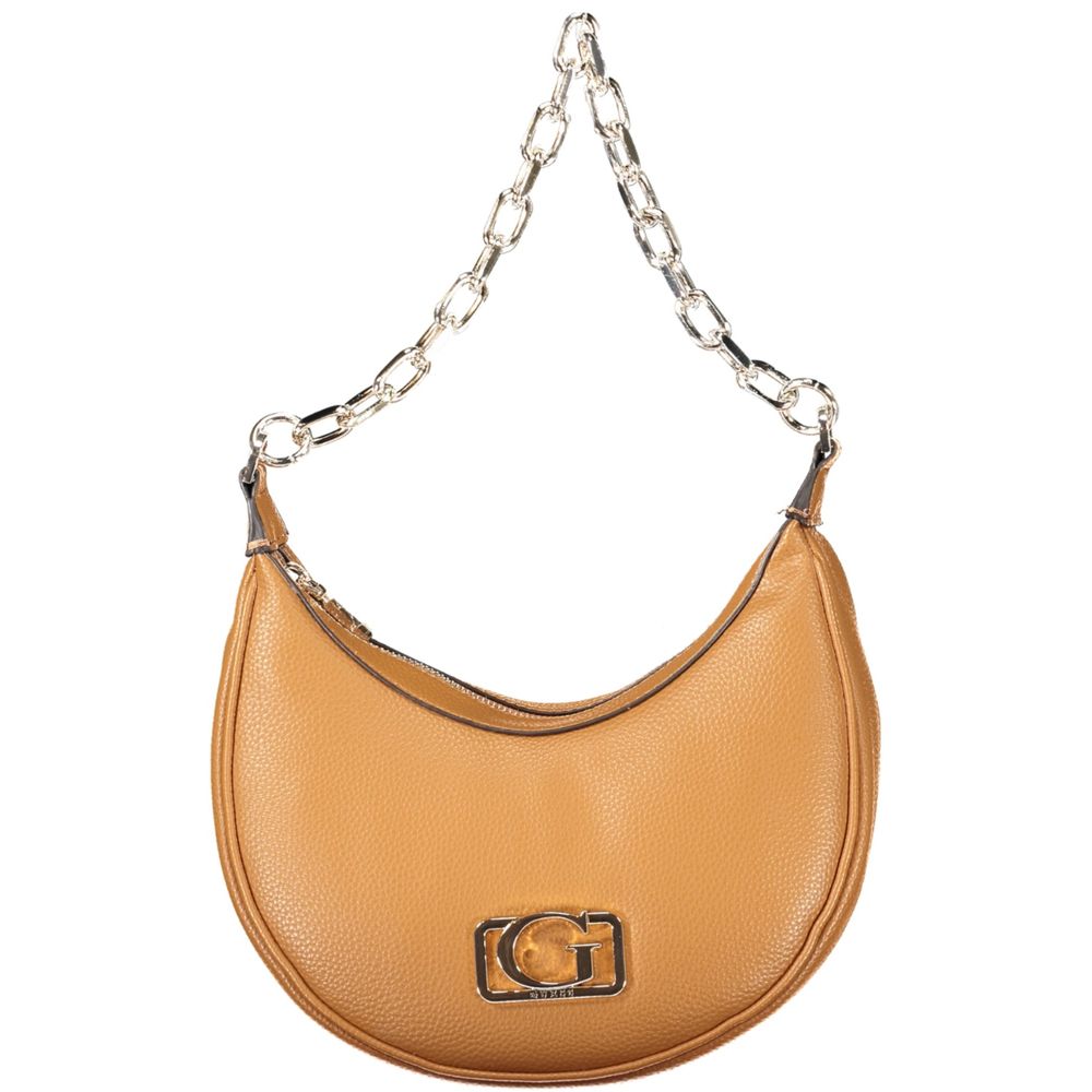 Sac à main Guess Jeans marron en polyuréthane pour femmes, élégant et moderne, avec détails stylés visibles sur l'image.