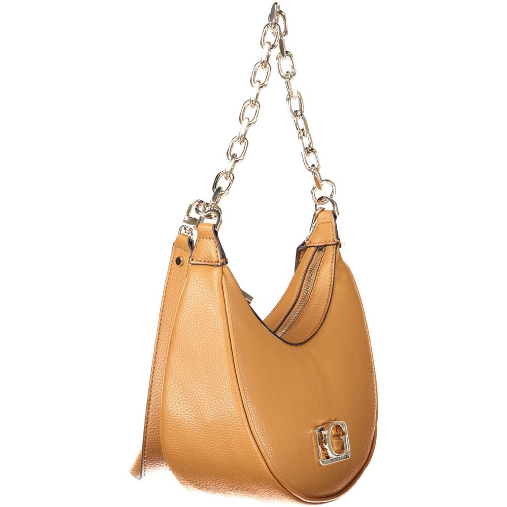 Sac à main Guess Jeans marron en polyuréthane pour femmes, élégant et pratique, avec détails modernes visibles sur l'image.