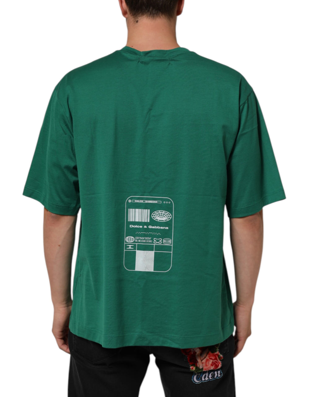 T-shirt Dolce & Gabbana en coton vert avec logo graphique imprimé, col rond et style décontracté.