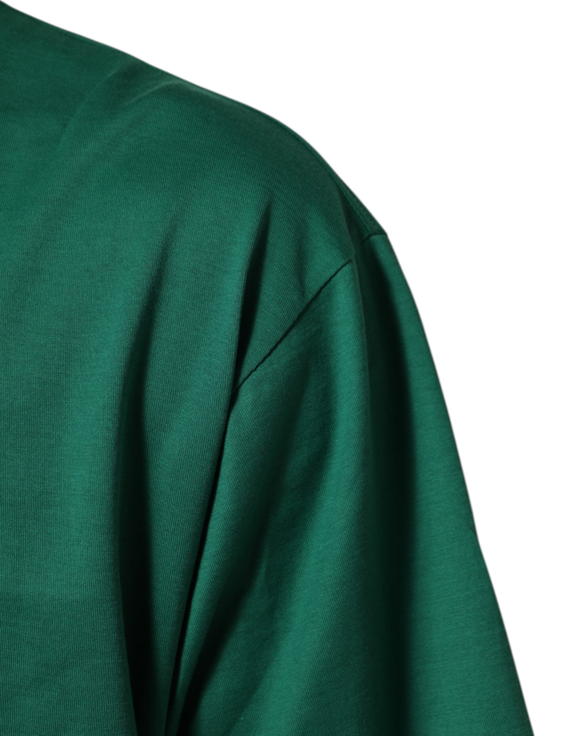 T-shirt à col rond Dolce & Gabbana en coton vert avec logo graphique imprimé, style décontracté et moderne.