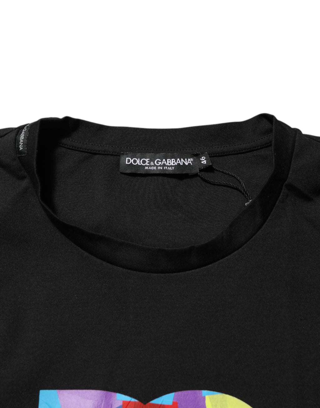 T-shirt homme en coton noir avec logo imprimé de Dolce & Gabbana, col rond et style décontracté.