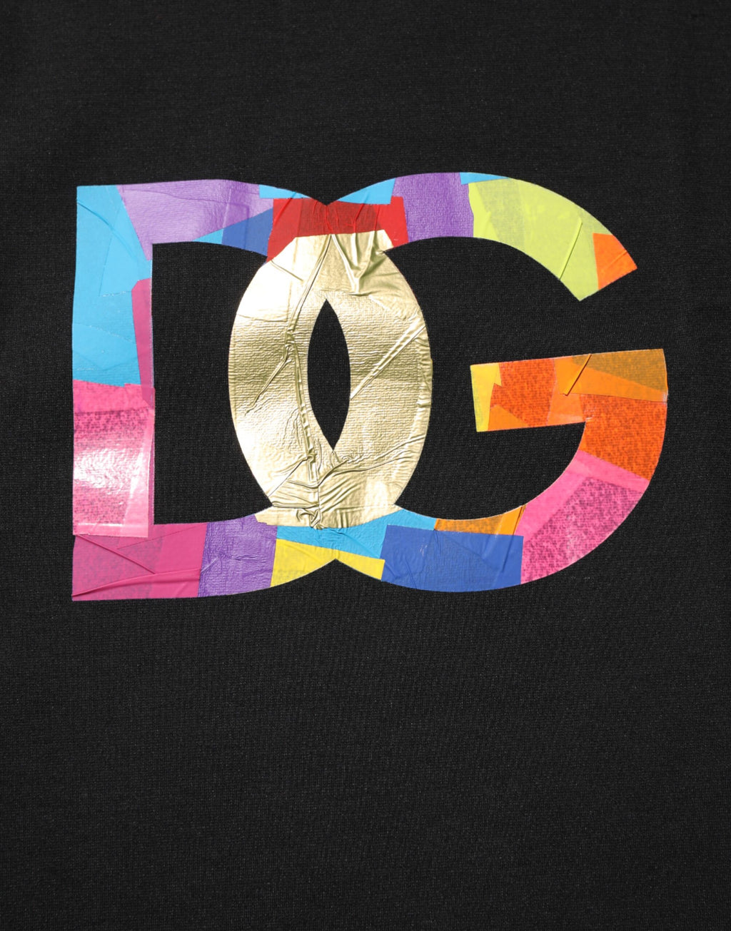 T-shirt homme en coton noir Dolce & Gabbana avec logo imprimé, col rond, style décontracté, vue de face.