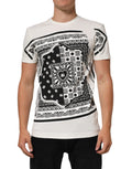 T-shirt homme Dolce & Gabbana blanc en coton avec logo et imprimé bandana, vue front.