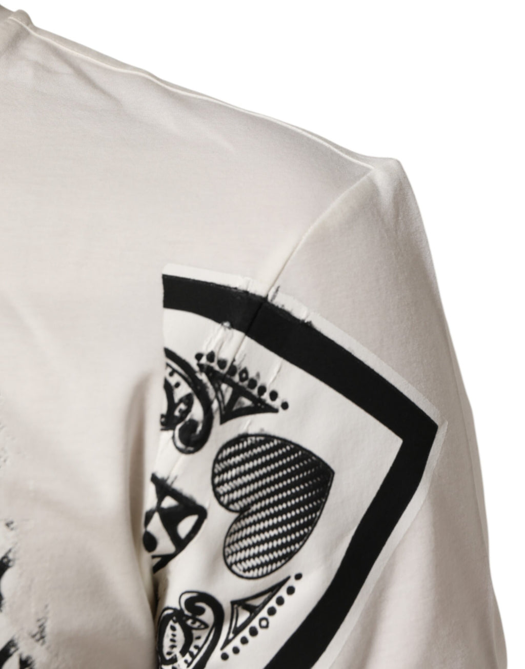 T-shirt blanc pour homme Dolce & Gabbana en coton avec imprimé logo et motif bandana, style décontracté.