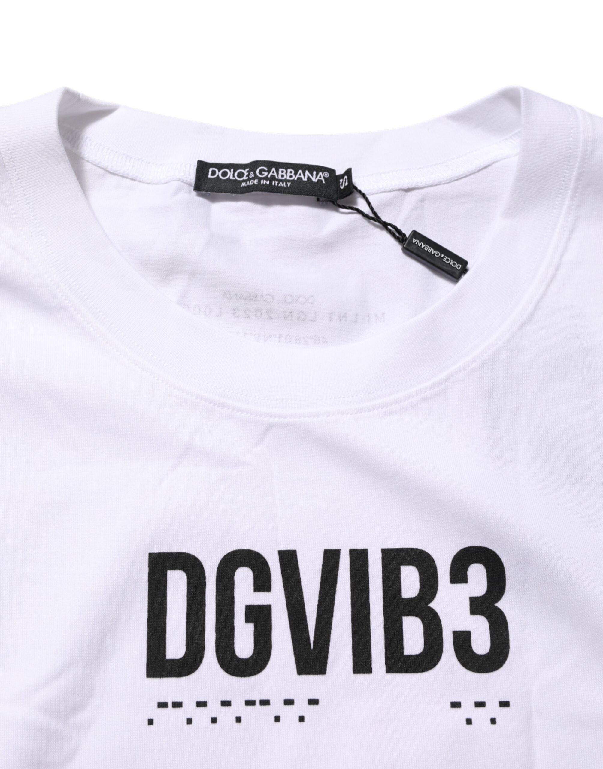 T-shirt sans manches en coton blanc Dolce & Gabbana avec imprimé floral, courte coupe et style élégant.