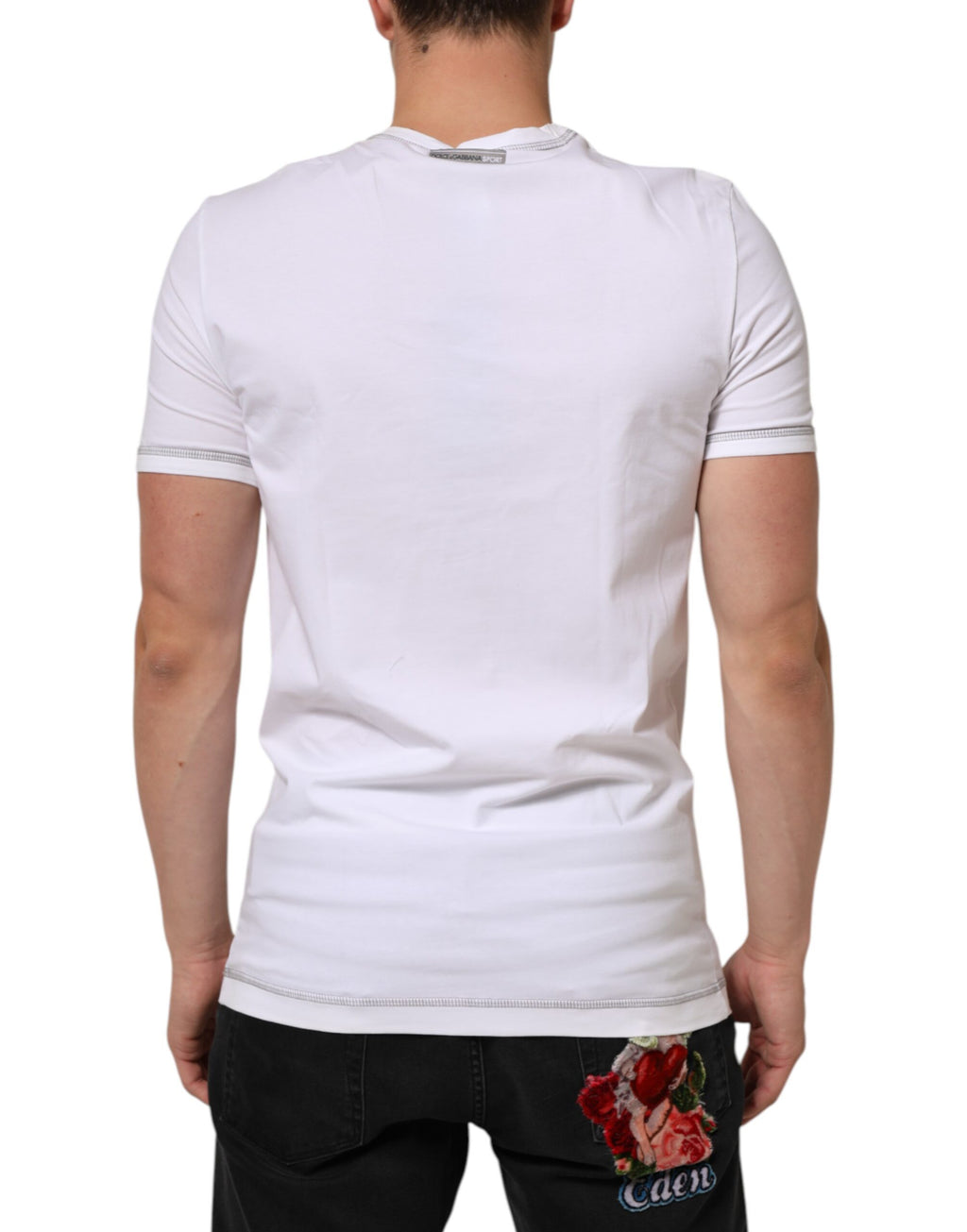 T-shirt blanc en coton pour homme de Dolce & Gabbana avec col rond, sous-vêtements masculins élégants et confortables.