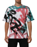 T-shirt blanc Dolce & Gabbana à col rond avec graphismes graffiti et manches courtes, style décontracté et moderne.
